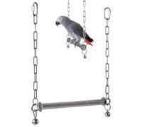 Bird Swing - Large Stainless Steel Birds Perch with Bell, Heavy-Duty Hanging Parrot Swing, Claw Sharpening BirdcageAccessory | Perch Toy for Conure, Cockatiel, Lovebird, Canary, Macaw, African Grey