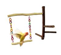 Bird Swing Perch Toy - Parrot Hanging Play Stand for Cage Activity | Natural Wood Rope Design with Climbing Balance Exercise Resting for Small Birds Parakeet Cockatiel Lovebird