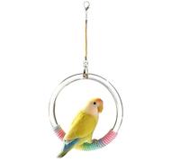 Bird Swing Ring, Parrot Rope Perch Toy, 25cm Hanging Cage Accessory, Natural Wood Swing Stand, Chew Resistant Rope Ring Design, Avian Exercise Toy for Parakeet Cockatiel Conure Cage