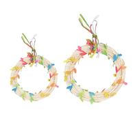 Bird Swing Toy, Cage Ring Perch, 15.5x20.5cm/6.1x8.07 inches Interactive Hanging Accessory, Leaf-Decorated Design, Multifunctional Fun for Parrot, Conure Cockatiel, Parakeet