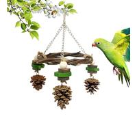 Bird Swing Toy - Natural Wood Stable Chewing Hammock Design | Parakeet Perch And Climbing Playground Accessory | Hanging Swing Toy For Parrot Hummingbird Finch Cockatiel Cage Exercise Entertainment An