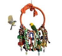 Bird Swing Toys - Swing de perroquet de 12 pouces avec anneaux colorés, accessoire de perche de corde en coton, jeux d'escalade à mastication interactifs | Toys d'oiseaux amusants pour le cachatiel Co