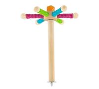 Bird Toy Stand - Wooden Rotating Perch, 7.48 Inches Interactive Exercise System with Spin Design, Pet Activity Toys, Bird Toy, Enrichment Accessory for Small Medium Birds Rest Play Energy Release
