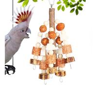 Bird Toys for Parakeets, Climbing Stick & Natural Nut String Chew Toys, Interactive Cage Accessories for Conures, Lovebirds, Macaws, Finches, and Mynah Birds, 29x10x10cm/11.42x3.94x3.94 inches