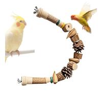 Bird Toys for Parrots - Beak Grinding Parakeet Toys for Cage, Wood Climbing Chewing Pine Cone String | Cage Accessories Parrot Conure Cockatiel Lovebirds Finches Pet Play Exercise