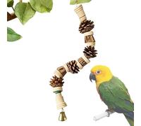 Bird Toys for Parrots - Beak Grinding Parakeet Toys for Cage, Wood Climbing Chewing Pine Cone String | Cage Accessories Parrot Conure Cockatiel Lovebirds Finches Pet Play Exercise
