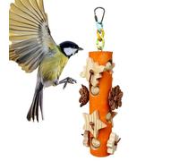Bird Toys Parrots - 10.4 inch Natural Wooden Teeth, Grinding Gnawing Toy Chew Safe Design for Beak Conditioning and Boredom Relief Sturdy Hanging Enrichment Toy for Small Birds Parakeet Cockatiel