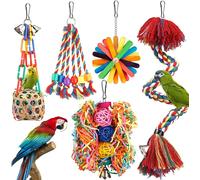 Bird Toys Perch Rope With Bell Colorful Bird Chew Shredding Parrot Swing Climbing Hanging Toys For Bird Cage Accessories Conure