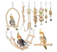 Bird Toys with Swing Ladder, Bird Cage Toys Parrot Perch | for Standing Climbing Home Indoor Cockatiel Conure Mynah Lovebird Finches