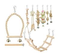 Bird Toys,Wooden Interactive Perch - Varied Texture Bird Chew Toys Parrot Swing,Interactive Cage Accessories for Enrichment Boredom Climbing Home Indoor Cage Parakeet Cockatiel Lovebird Finches