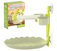 Bird Training Perch Stand - Suction Cup Parrot Play Stand with Bowls
