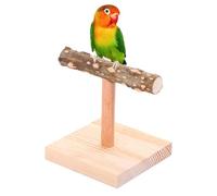 Bird Training Station - Cockatiel Play Gym, Small Macaw Rest | Raw Bark Stability Base Solid Wooden Texture Climbing Rung Pet Playstand Desktop Resting Pole for Winged Friends