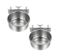 Bird Water Feeder - 10x4.5cm Two-Pack Feeders | 2-Piece Stainless Steel Pet Bowl | Bird Feeding & Watering Supplies for Cage | for Parrots Cockatiel Conure Pigeon Chicken Chinchilla Mouse, Pa