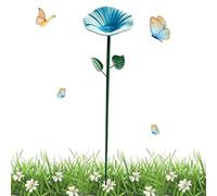 Bird Water Feeder - 27.95 inches Iron Garden Stake, Outdoor Bee Drinking Station, Metal Yard Decor | Butterfly Flower Water Cup, Wildlife Hydration Bowl for Yard, Patio, Lawn, Balcony, Porch and Farm
