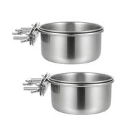 Bird Water Feeder - Stainless Steel Bird Bowl Set, Pet Feeding Bowl with Hanging Hook, Cage Watering Supply, Birds Care Accessories, Feeding Tool for Parrots Cockatiel Conure Pigeon Chicken Chinchilla