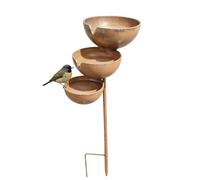Bird Waterer with Stake - Tiered Metal Bath | Garden Feeder | Vintage Wrought Iron Basin, Decorative Rain Catcher Dish for Butterfly & Bee, Ground Stake Holder for Patio Yard & Lawn