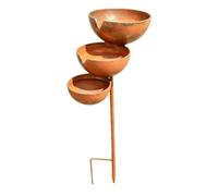 Bird Waterer with Stake - Tiered Metal Bath | Garden Feeder | Vintage Wrought Iron Basin, Decorative Rain Catcher Dish for Butterfly & Bee, Ground Stake Holder for Patio Yard & Lawn