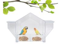 Bird Window Feeder, Clear Acrylic Horizontal Feeder, Squirrel-Proof Design with Strong Suction Cups and Removable Tray (Transparent, Large Capacity) for Macaws, Sparrows, Wild Birds