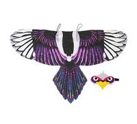 Bird Wings Costume For Kids - Mousseline Fabric 118 x 65 cm | Dress Up Cape With Adjustable Shoulder Straps | Owl Eagle Masquerade Outfit With Facepiece For Boys Girls Ages 3 To 8 Halloween Party Play