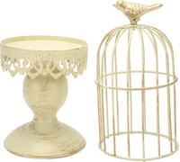 Birdcage Bougeoir Cages à oiseaux décoratives en métal Candlestick Retro Shabby pour la décoration du bureau à domicile