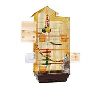 Birdcages Solides Carré Bird Bird Captise Retro Retro Bird Cage Portable Bird House Carrier Grande Maison d'oiseau pour Home Garden (Or)
