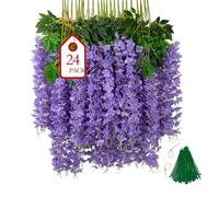 BIRDDIE 24 Pièces Fleur Artificielle Deco Glycine Fleurs Artificielles Tombante pour Décoration du Mariage Fête Jardin