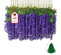 BIRDDIE 48 Pièces Fleur Artificielle Deco Glycine Fleurs Artificielles Tombante pour Décoration du Mariage Fête Jardin