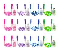 BIRDDIE Lot de 12 cordes à sauter souples en perles - Longueur réglable - Corde à sauter segmentée sans nœuds pour enfants et adultes - Pour exercice, fitness - 2,8 m