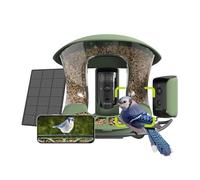 Birdfy 2 Duo Mangeoire Oiseaux avec 2 Caméras & 3 Objectifs, Observez Les Oiseaux en Direct, IA Gratuite Identifie 6000+ Espèces, Vidéo au Ralenti, Suivi Automatique, Alertes en Temps Réel