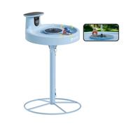 Birdfy Bain d'oiseaux intelligent avec caméra solaire et fontaine solaire et support, caméra à double objectif pour l'observation des oiseaux, capture automatique des vidéos d'oiseaux et