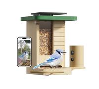 Birdfy Mangeoire intelligente pour oiseaux avec caméra à énergie solaire, aperçu nocturne et vidéo au ralenti pour l'extérieur et l'observation des oiseaux du jardin, identification IA de plus de 6000