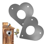 Birdhouse Hole Protector, 2-Pack Heart-Shaped Metal Defense Plate, Aluminum Entry Guard for Bird House Safety (3.15x2.95 inches, 1.1 & 1.26 inch Hole)
