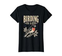 Birding is Life Observation des Oiseaux à Gros Bec Rose T-Shirt Graphique avec Valeur