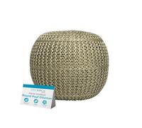 BIRDROCK HOME Pouf Ottomane rond 47 x 38,1 cm Vert olive | Repose-pieds bohème compact confortable en coton doux tricoté à la main avec rembourrage de pouf pour salon