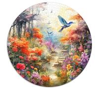 Birds and Flowers 1000 Pièces Puzzle Rond Cadeau Bricolage Puzzle Circulaire Difficile pour Adultes Et Enfants 1000pcs (67.5x67.5cm)