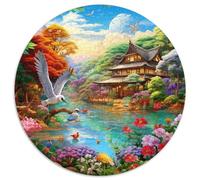 Birds and Flowers 1000 Pièces Puzzle Rond Cadeau Irrégulière Puzzle Circulaire Unique Adulte 1000pcs (67.5x67.5cm)
