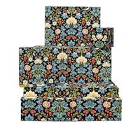 Birds And Strawberries Papier Cadeau - 6 Feuilles Of Vintage Floral Papier Cadeau - For Anniversaire Mariage Anniversaire Housewarming - Elegant Blue Red Botanical Design - Comes With Tags