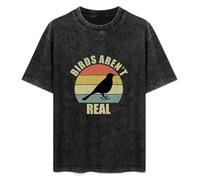 Birds aren't Real Funny Government Conspiracy Joke Vintage T-Shirt Printed Tee Graphic Top for Men Black Shirt XL