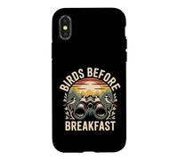 Birds Before Breakfast rétro Observation Oiseaux Jumelles Coque pour iPhone X/XS