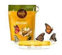 Birds Choice Flutterby Mangeoire à papillons d'extérieur de 340,2 g + lot de nectar de 212,6 g | Station d'alimentation papillon pour jardin avec plateaux à fruits, douve de fourmis et tige de