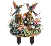 Birds Garden Stage - d'oiseau en Acrylique, Insert de Jardin Plat | Panneau décoratif léger avec Design coloré, pieu de Terre Artistique pour Les planteurs de Pots
