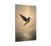 Birds Geometric Black Gold Abstract - Canvas Wall Art Print 16×24 inch (40×60 cm) - Vertical / 1.25 inch (3 cm)