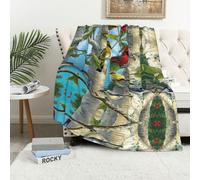 Birds In Birch Tree Couverture polaire en flanelle de qualité supérieure - 280/320 g/m² - Motif imprimé intégral - Douce et chaude - Pour la maison, le lit, le canapé