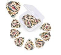 Birds in My Garden Lot de 12 médiators en celluloïd avec 3 épaisseurs différentes pour basse, guitares électriques et acoustiques, cadeau pour homme et femme (0,46 mm, 0,71 mm, 0,96 mm)