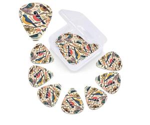 Birds in My Garden Lot de 12 médiators en celluloïd avec 3 épaisseurs différentes pour basse, guitares électriques et acoustiques, cadeau pour homme et femme (0,46 mm, 0,71 mm, 0,96 mm)