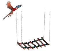 Birds Ladder Toy,Parrot Swing Suspension Bridge,Colorful Beads Wooden Climbing Ladder Toy for Small Medium Chicken Lovebirds Cockatiel Conure Parakeet Finches Trainning Playing (Double Pearl Level 7)