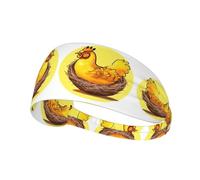 Bird's Nest Golden Chicken Bandeau de Sport Élastique Imprimé Bandeau Sport Bandeau Convient pour Course Fitness Tennis Yoga