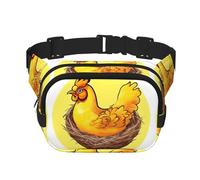 Bird's Nest Golden Chicken Pattern Trendy Fashion Sac banane unisexe Sac messager de sport de voyage Noir Taille unique