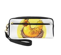 Bird's Nest Golden Chicken Petite trousse de maquillage double face Pochette en cuir PU
