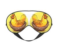 Bird's Nest Golden Chicken Prints Masque pour les yeux double face Design réglable bloquant la lumière et respirant Convient pour le repos et les voyages.